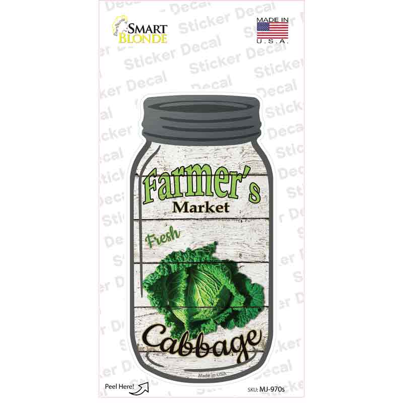 MJ-970s-M Cabbage Farmers Market Novelty Mason Jar Sticker Decal, Medium