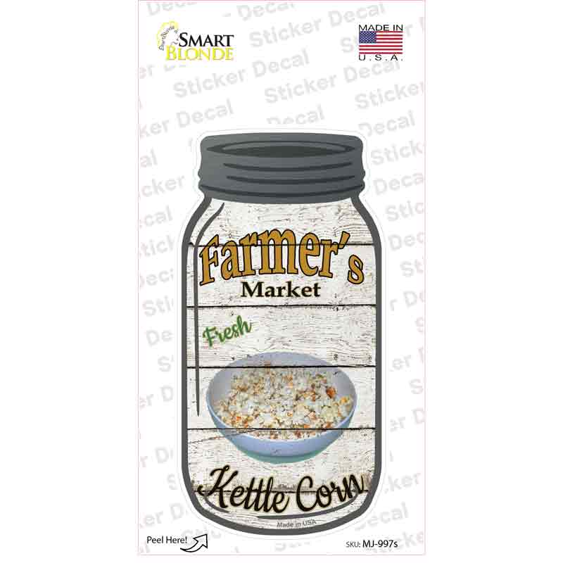 MJ-997s-M Kettle Corn Farmers Market Novelty Mason Jar Sticker Decal, Medium