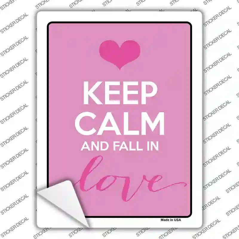 P-622s-XL Keep Calm Fall in Love Novelty Rectangle Sticker Decal, Extra Large