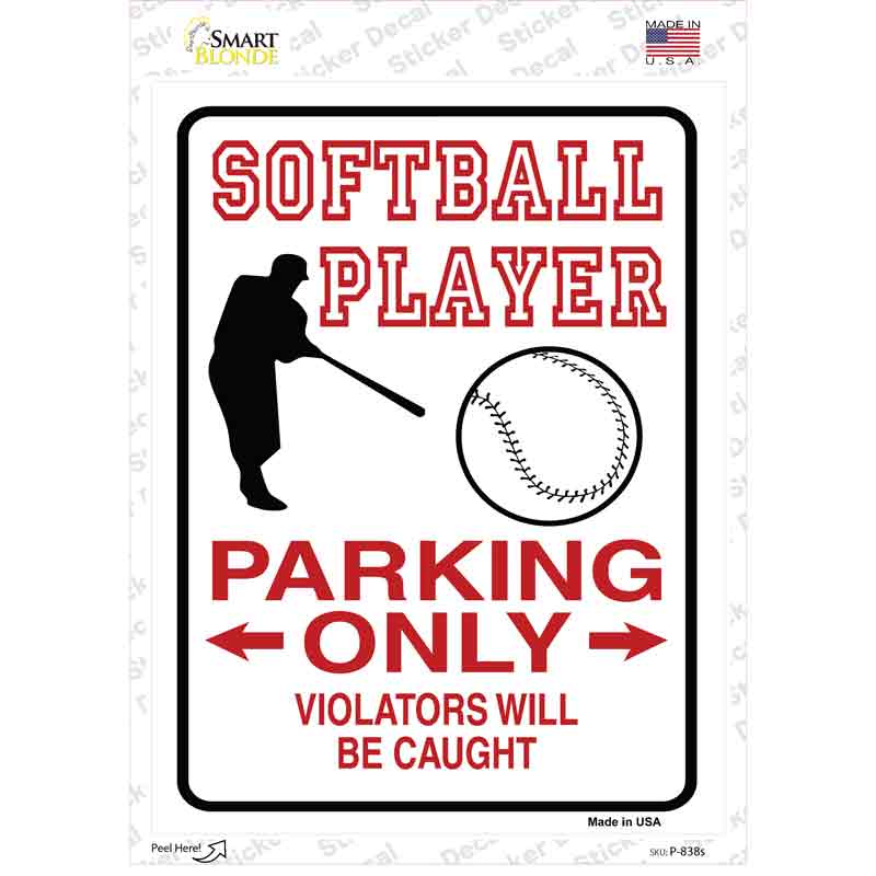 P-838s-M Softball Player Only Novelty Rectangle Sticker Decal, Medium