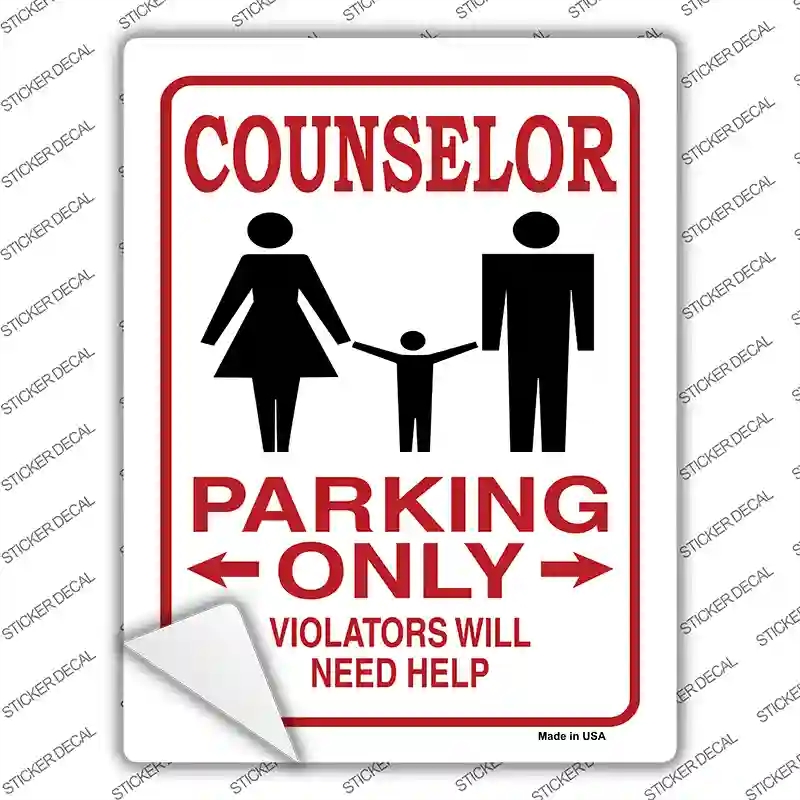 P-851s-XL Counselor Parking Need Help Novelty Rectangular Sticker Decal, Extra Large