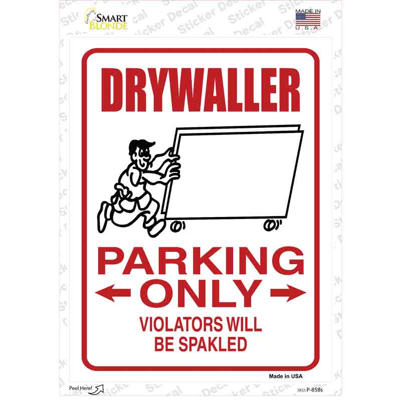 P-858s-M Drywall Parking Sparkled Novelty Rectangular Sticker Decal, Medium