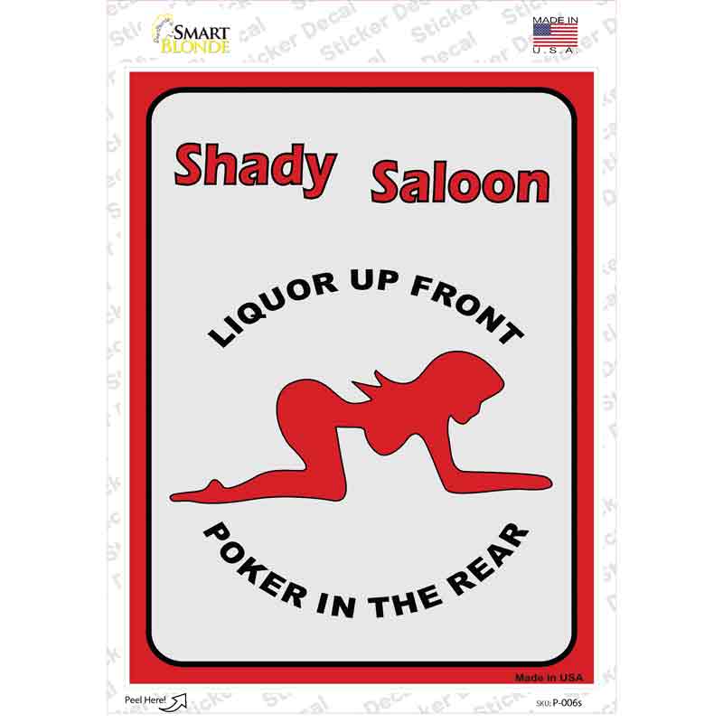 P-006s-M Shady Saloon Novelty Rectangle Sticker Decal, Medium