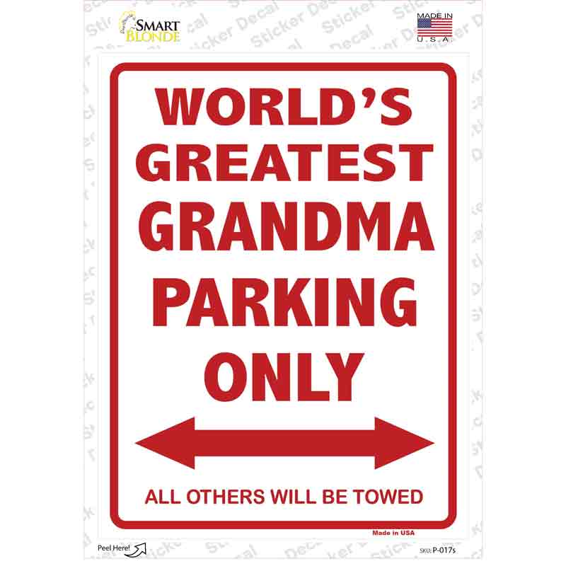 P-017s-M Worlds Greatest Grandma Novelty Rectangle Sticker Decal, Medium