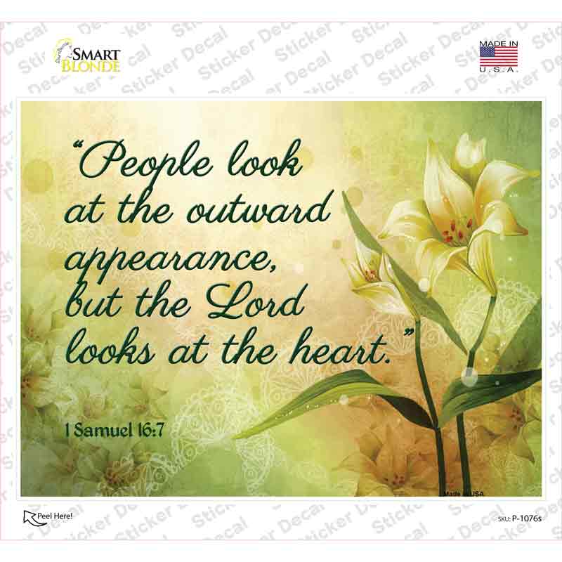 P-1076s-M Lord Looks At the Heart Novelty Rectangle Sticker Decal, Medium