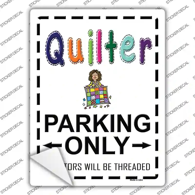P-1102s-S Quilter Only Threaded Novelty Rectangle Sticker Decal, Small