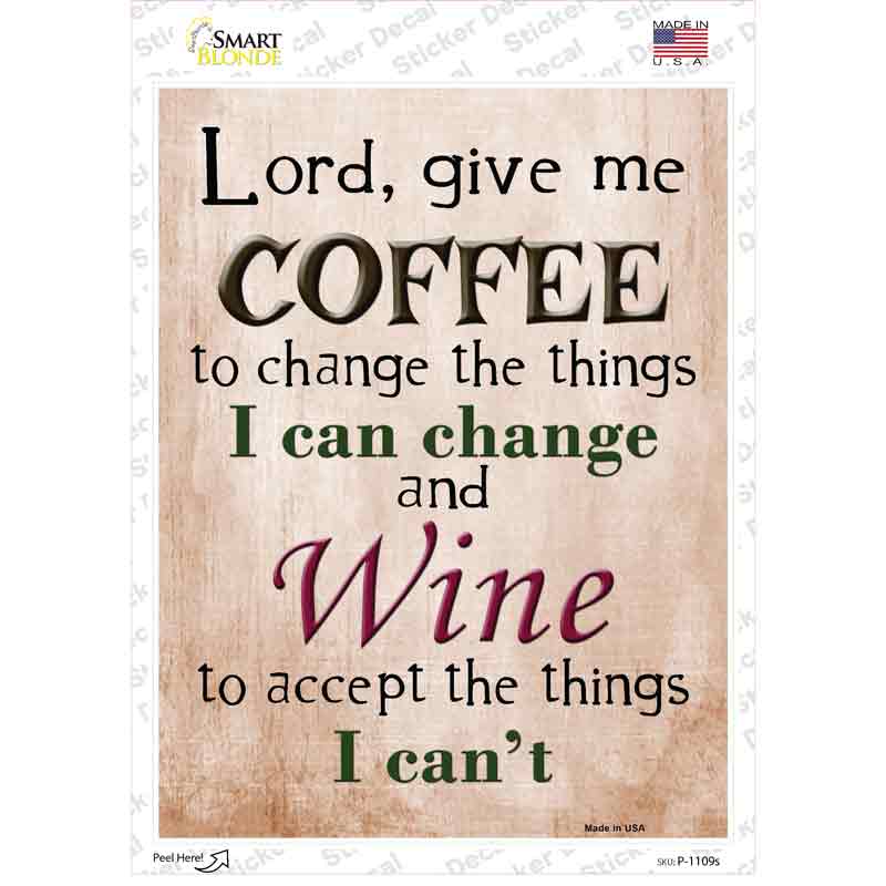 P-1109s-M Give Me Coffee Novelty Rectangle Sticker Decal, Medium