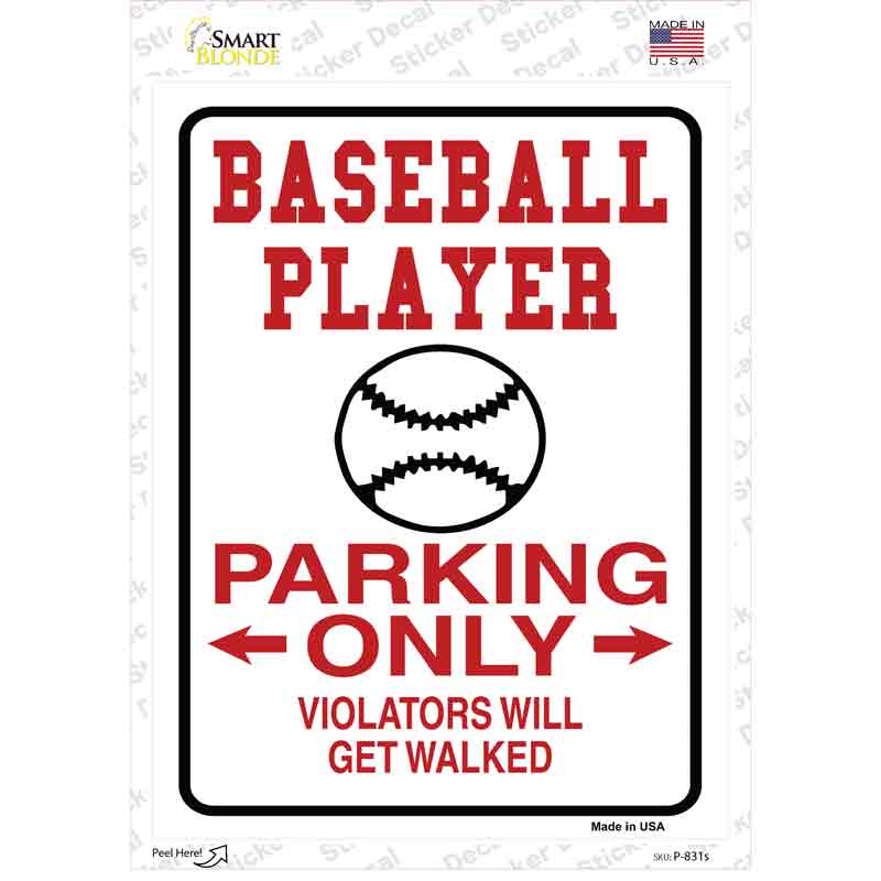 P-831s-M Baseball Only Novelty Rectangle Sticker Decal, Medium