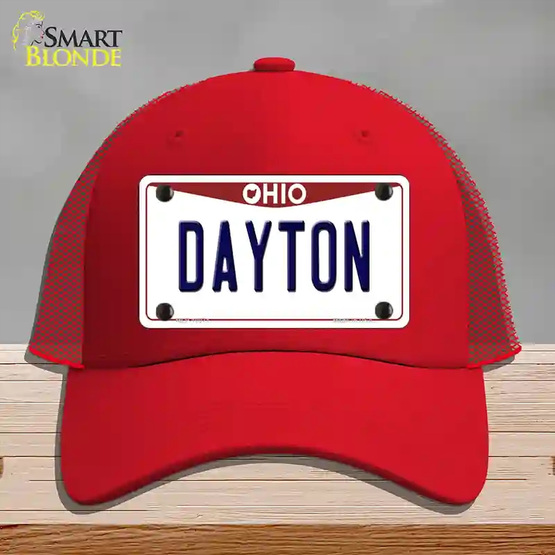 HAT17-MLP-10071 Dayton Ohio Novelty License Plate Hat, Mesh - Red