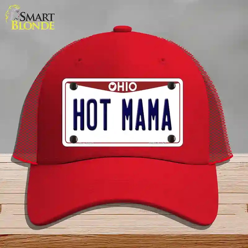 HAT17-MLP-10081 Hot Mama Ohio Novelty License Plate Hat, Mesh - Red
