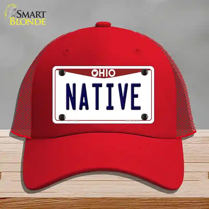 HAT17-MLP-10092 Native Ohio Novelty License Plate Hat, Mesh - Red