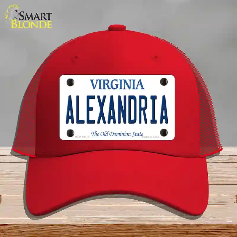 HAT17-MLP-10111 Alexandria Virginia Novelty License Plate Hat, Mesh - Red