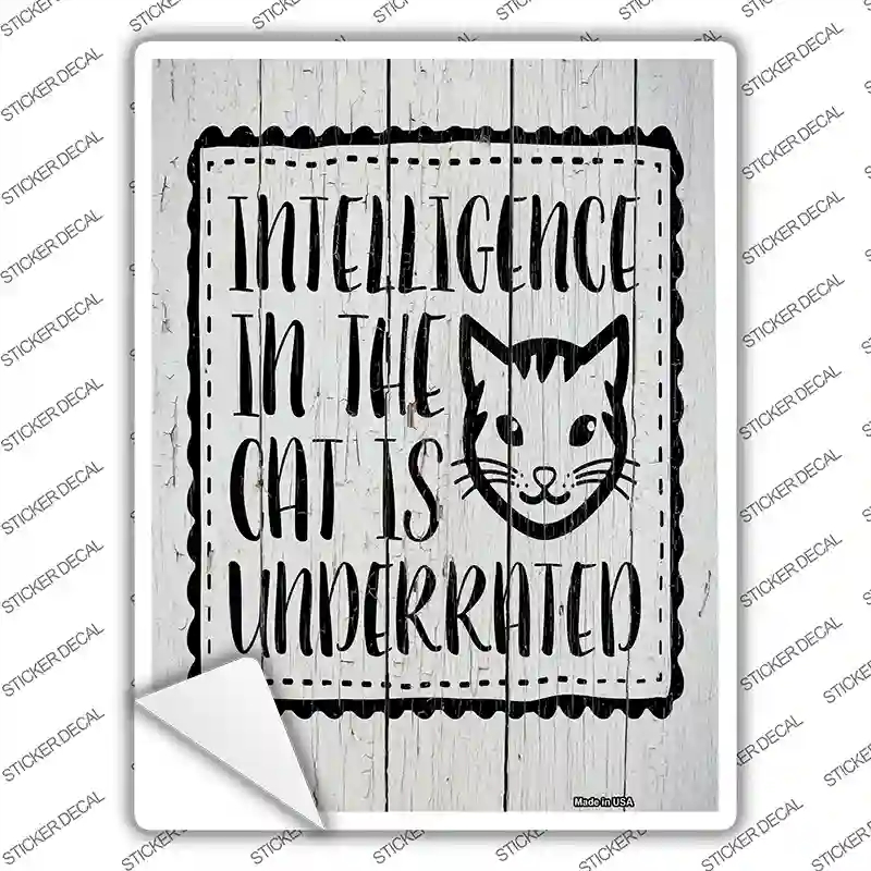 P-2640s-S Intelligence in the Cat Novelty Rectangular Sticker Decal, Small