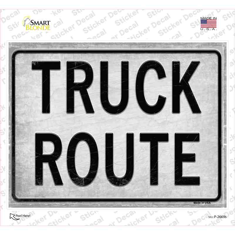 P-2669s-M Truck Route Novelty Rectangle Sticker Decal, Medium