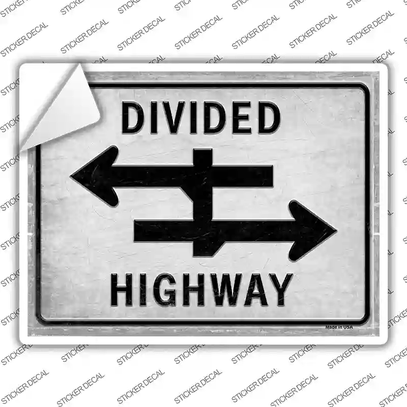 P-2683s-L Divided Highway Novelty Rectangle Sticker Decal, Large