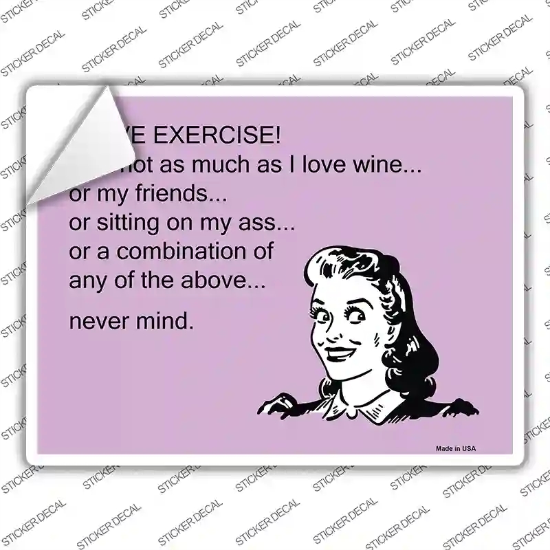 P-968s-XL I Love Exercise Novelty Rectangle Sticker Decal, Extra Large