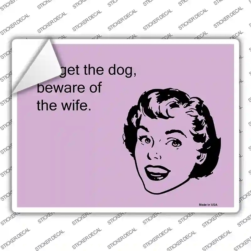 P-977s-S Beware of the Wife Novelty Rectangle Sticker Decal, Small