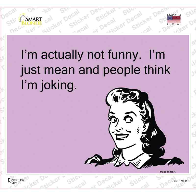 P-984s-M Im Actually Not Funny Novelty Rectangle Sticker Decal, Medium