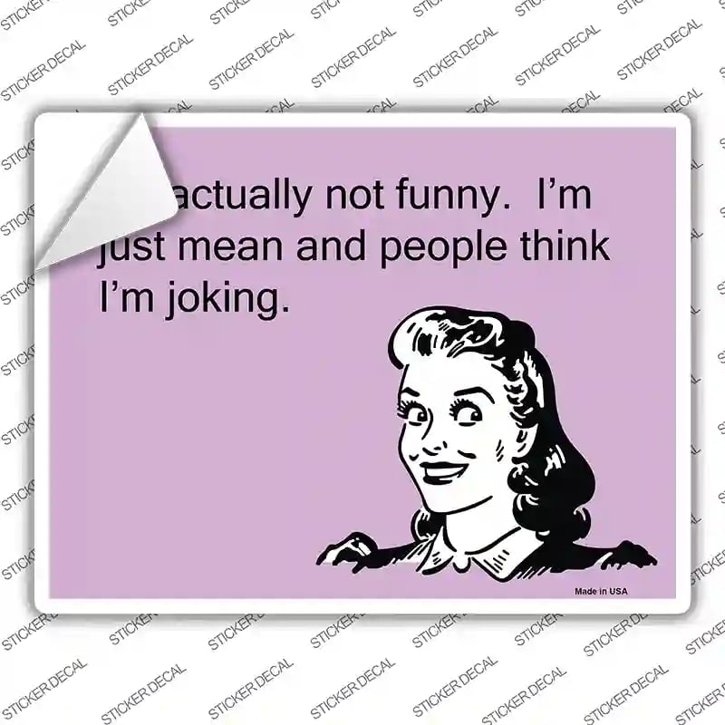 P-984s-S Im Actually Not Funny Novelty Rectangle Sticker Decal, Small