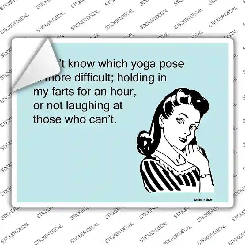 P-995s-XL Which Yoga Pose More Difficult Novelty Rectangle Sticker Decal, Extra Large