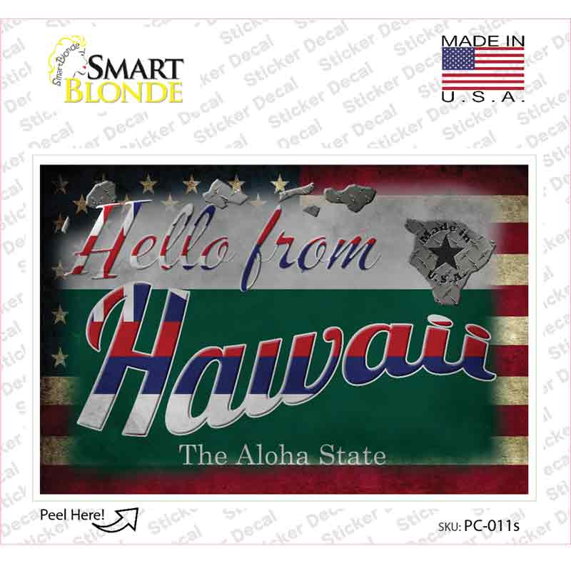 PC-011s-M Hello From Hawaii Novelty Postcard Sticker Decals, Medium