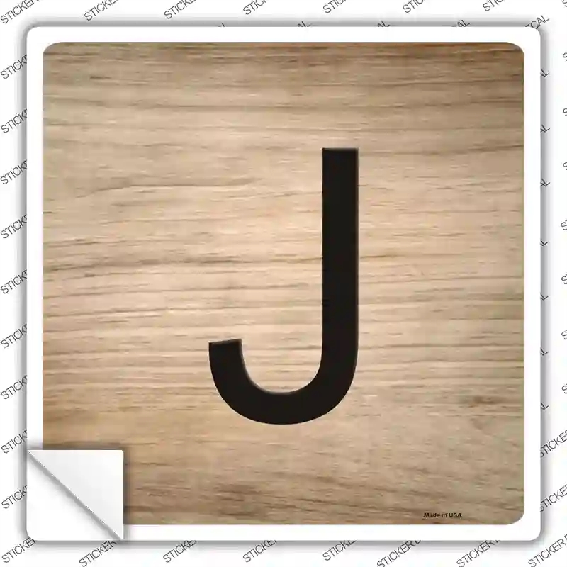 SQ-1112s-L J Letter Tile Novelty Square Sticker Decal, Large