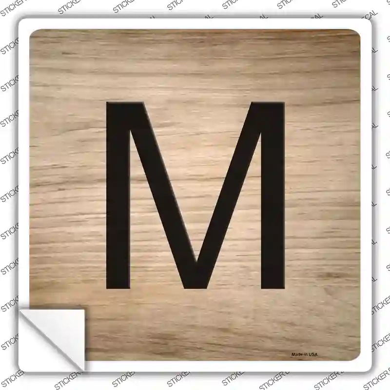 SQ-1115s-XL M Letter Tile Novelty Square Sticker Decal, Extra Large