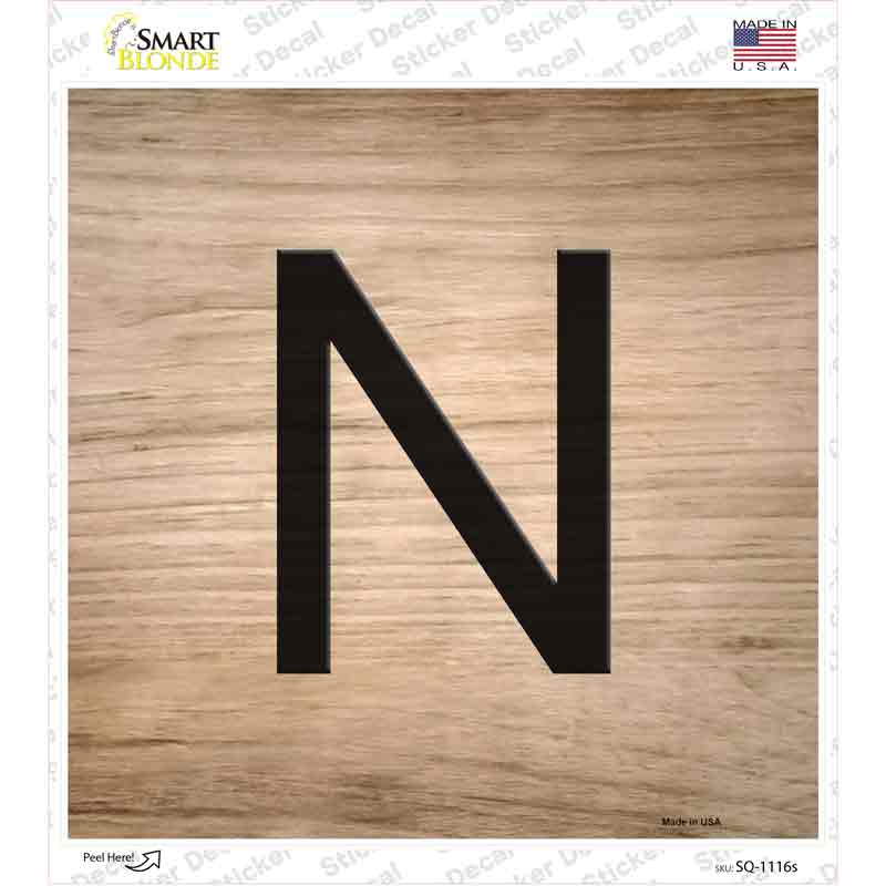 SQ-1116s-M N Letter Tile Novelty Square Sticker Decal, Medium