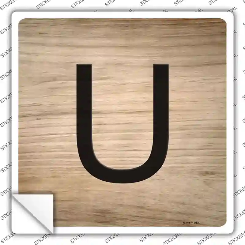SQ-1123s-XL U Letter Tile Novelty Square Sticker Decal, Extra Large