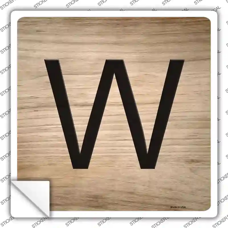 SQ-1125s-XL W Letter Tile Novelty Square Sticker Decal, Extra Large