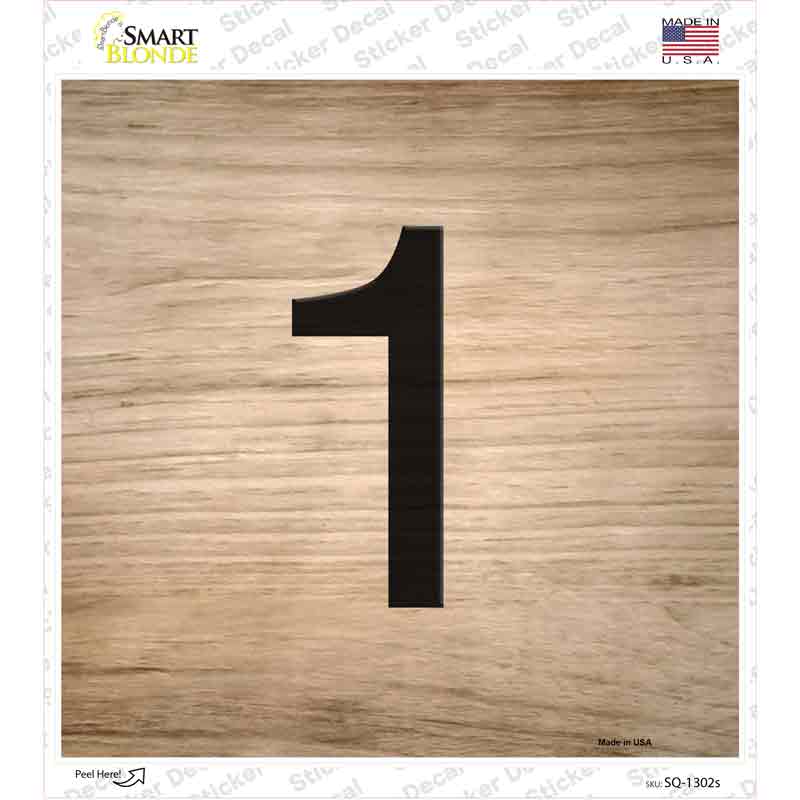 SQ-1302s-M 1 Number Tiles Novelty Square Sticker Decal, Medium