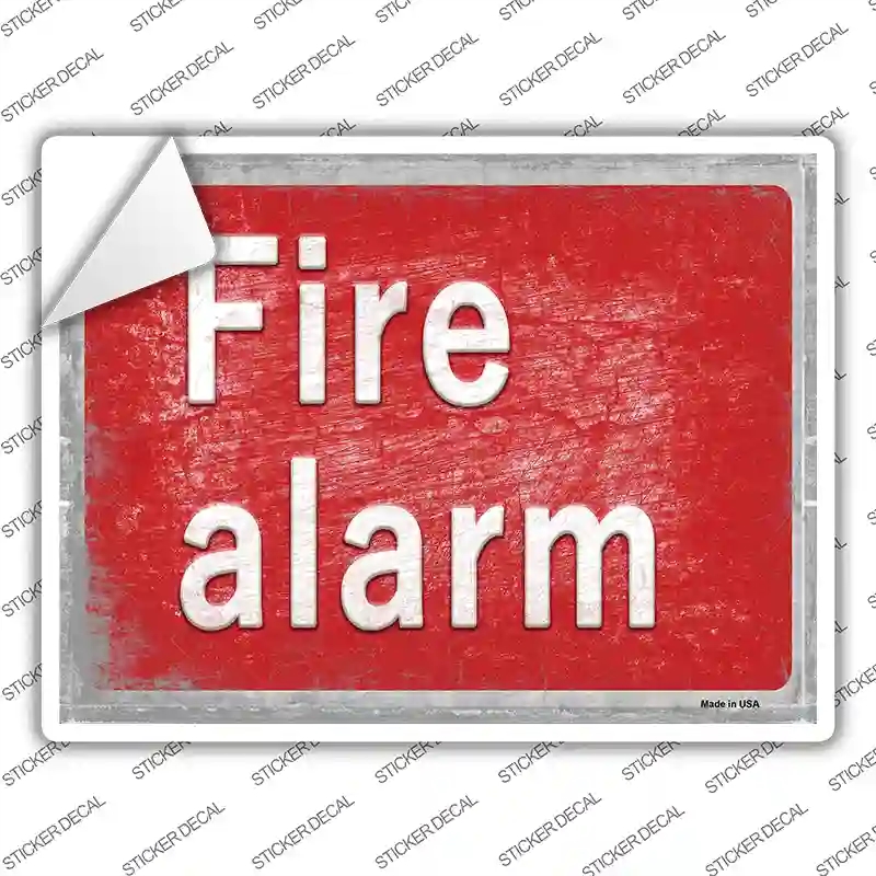 P-2714s-L Fire Alarm Novelty Rectangle Sticker Decal, Large
