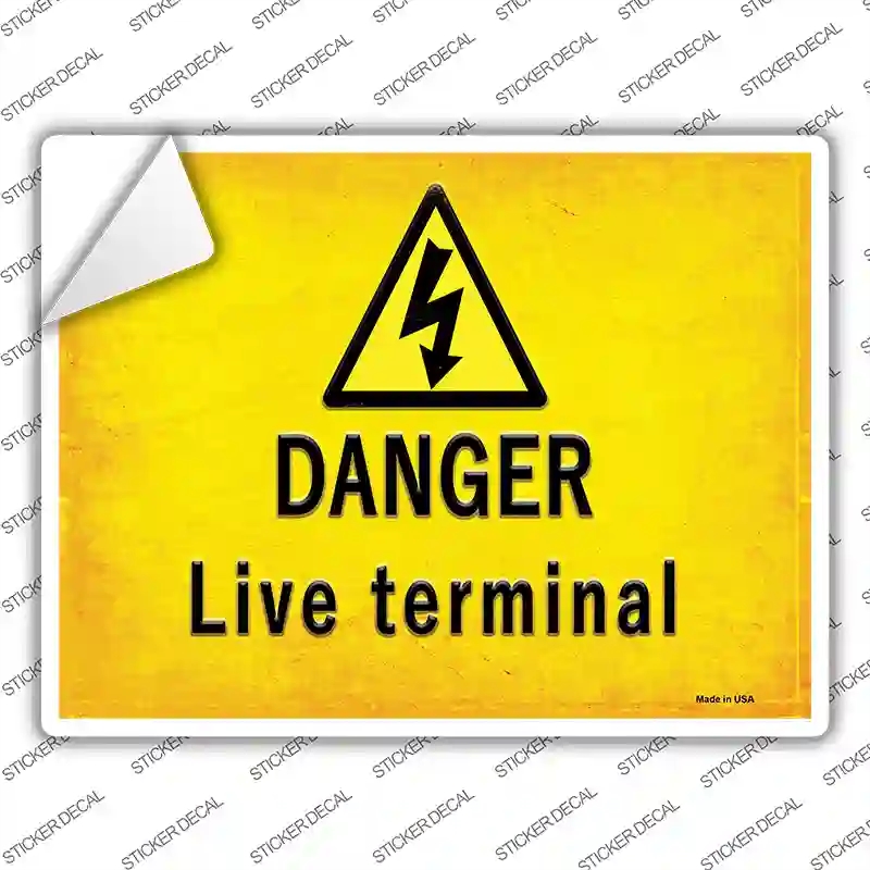 P-2736s-XL Danger Live Terminal Novelty Rectangle Sticker Decal, Extra Large