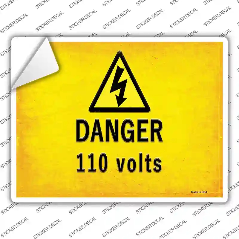 P-2743s-L Danger 110 Volts Novelty Rectangle Sticker Decal, Large