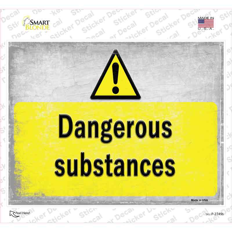 P-2749s-M Dangerous Substances Novelty Rectangle Sticker Decal, Medium