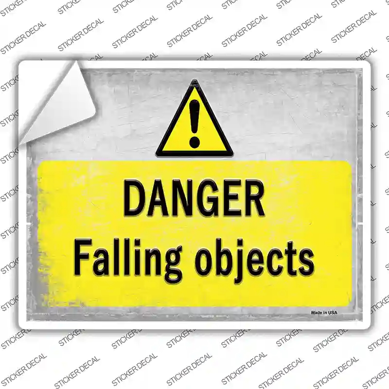 P-2750s-XL Danger Falling Objects Novelty Rectangle Sticker Decal, Extra Large