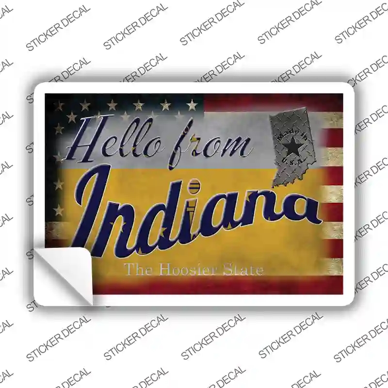 PC-014s-XL Hello From Indiana Novelty Postcard Sticker Decals, Extra Large