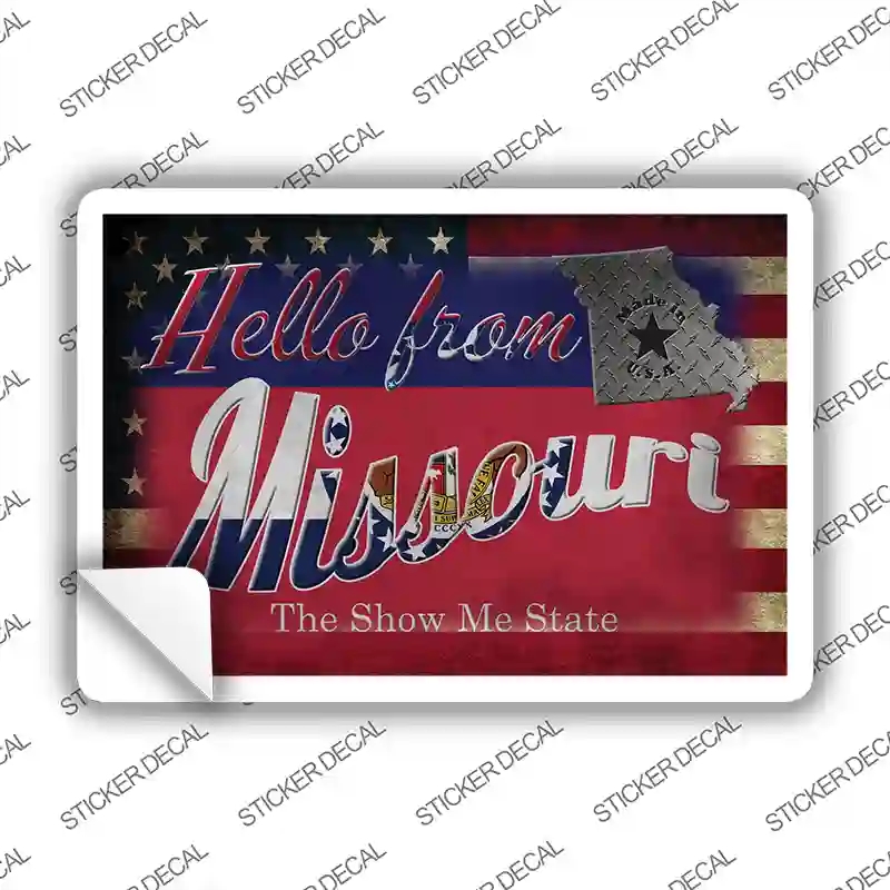 PC-025s-XL Hello From Missouri Novelty Postcard Sticker Decals, Extra Large