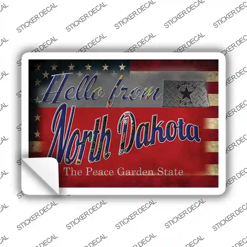PC-034s-S Hello From North Dakota Novelty Postcard Sticker Decals, Small