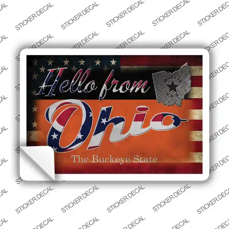 PC-035s-L Hello From Ohio Novelty Postcard Sticker Decals, Large
