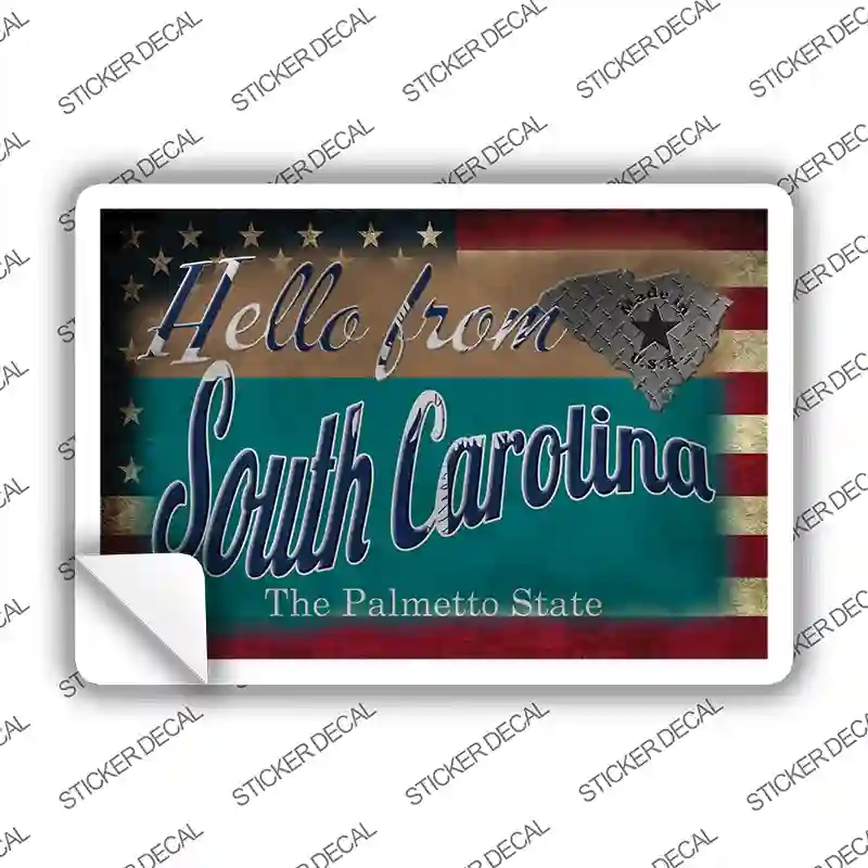PC-040s-S Hello From South Carolina Novelty Postcard Sticker Decals, Small