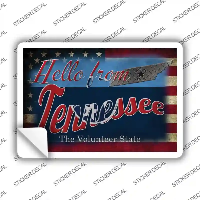 PC-042s-XL Hello From Tennessee Novelty Postcard Sticker Decals, Extra Large