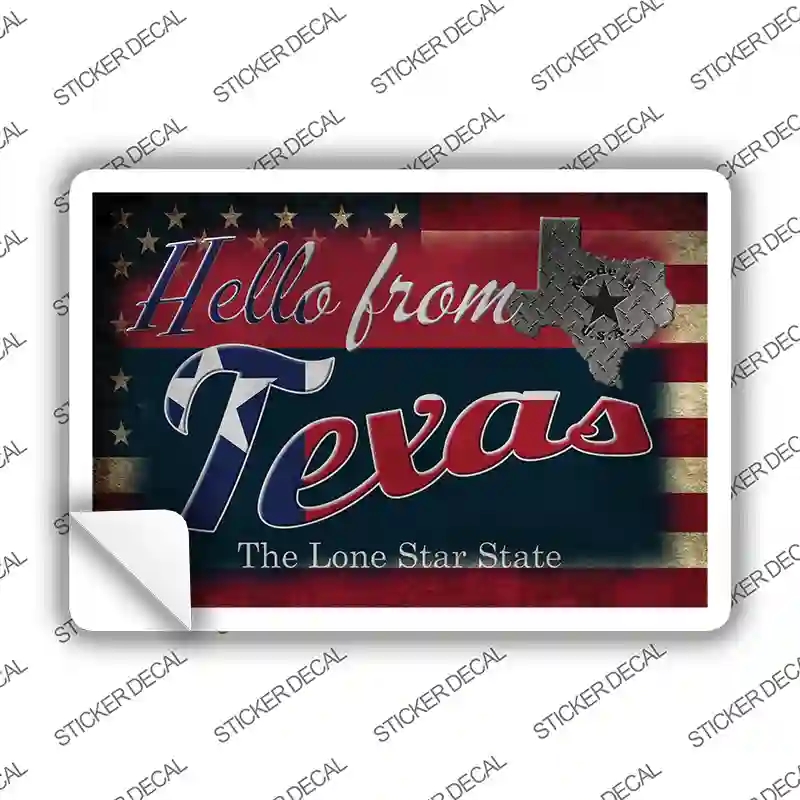 PC-043s-L Hello From Texas Novelty Postcard Sticker Decals, Large
