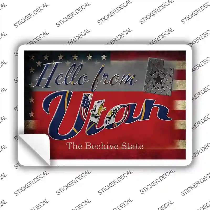 PC-044s-S Hello From Utah Novelty Postcard Sticker Decals, Small