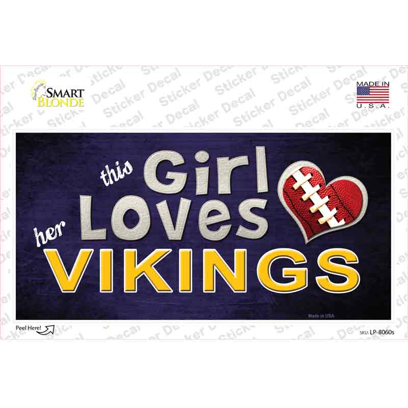LP-8060s-M This Girl Loves Her Vikings Novelty Sticker Decal, Medium