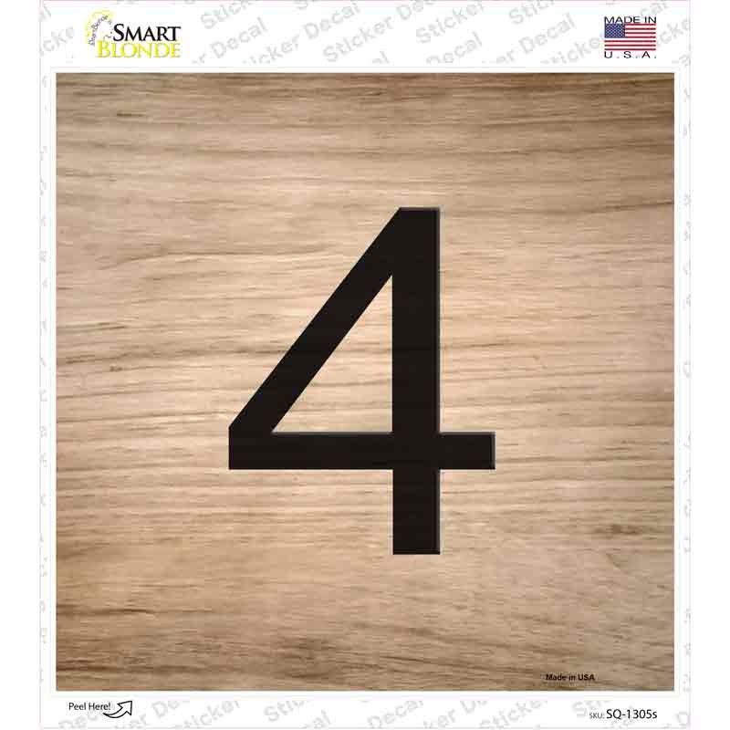 SQ-1305s-M 4 Number Tiles Novelty Square Sticker Decal, Medium