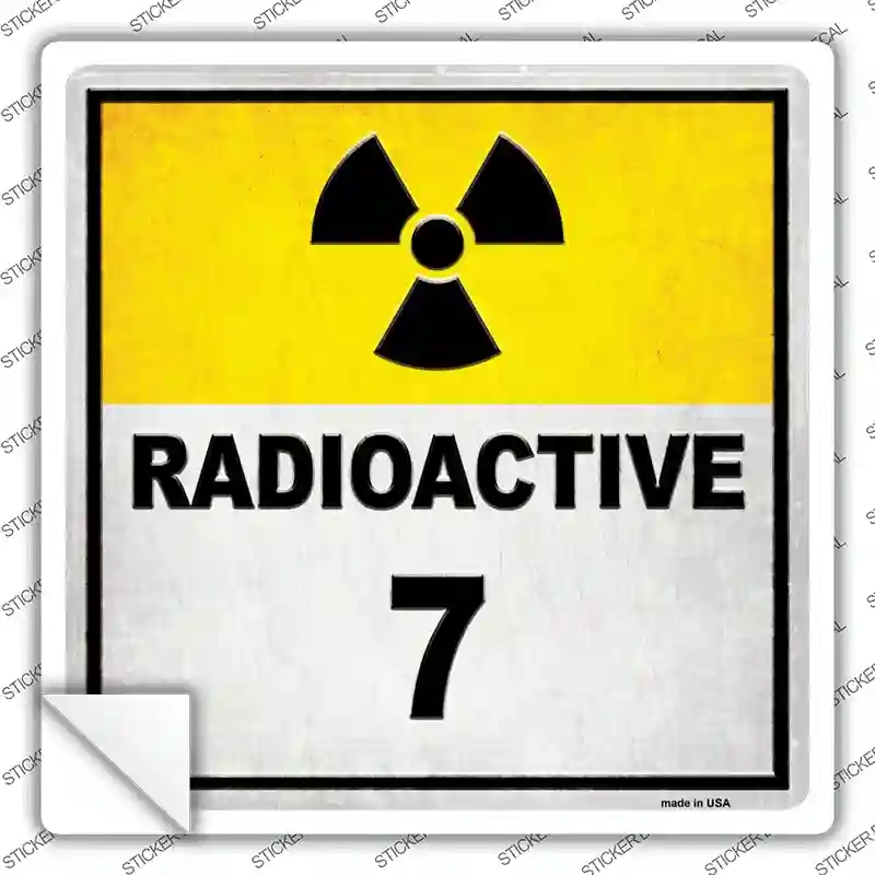 SQ-563s-S Radioactive 7 Novelty Square Sticker Decal, Small