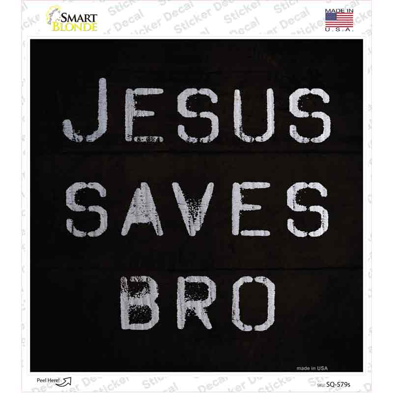 SQ-579s-M Jesus Saves Bro Typewriter Novelty Square Sticker Decal, Medium