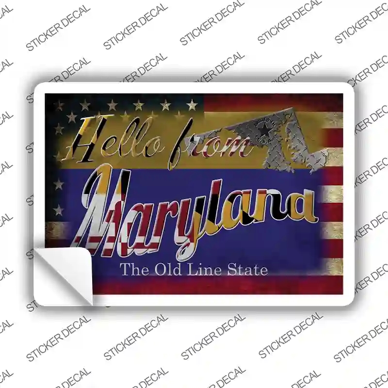 PC-020s-XL Hello From Maryland Novelty Postcard Sticker Decals, Extra Large