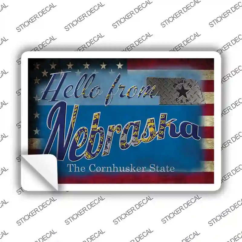 PC-027s-L Hello From Nebraska Novelty Postcard Sticker Decals, Large